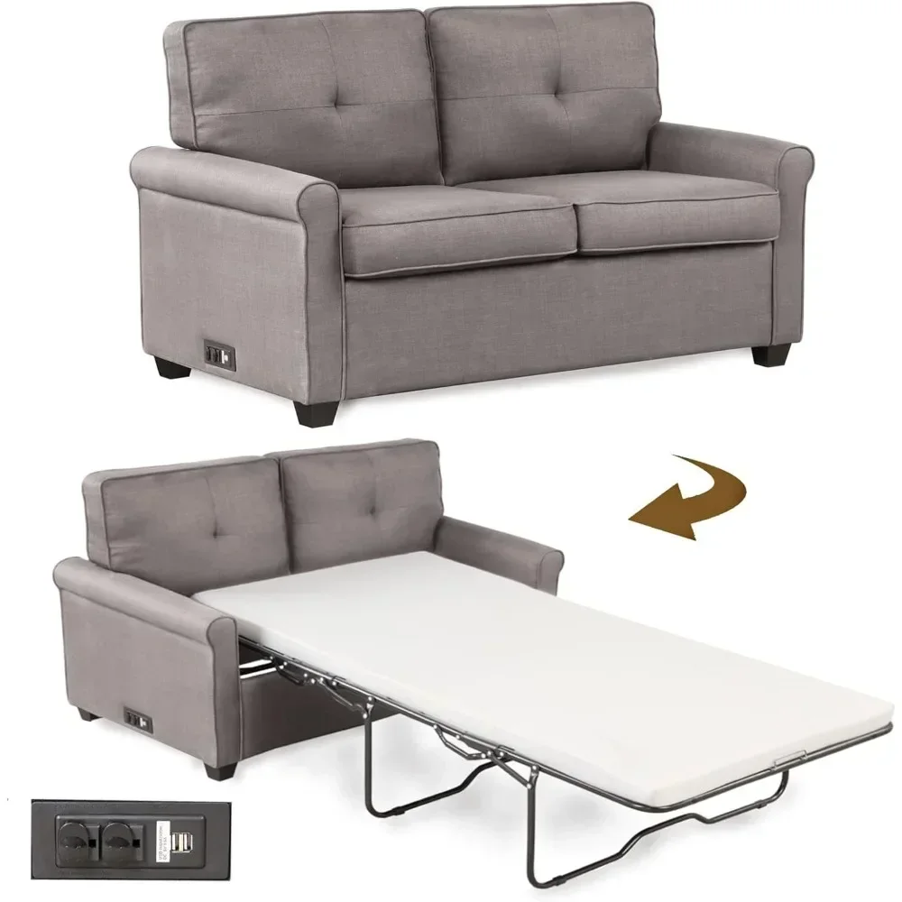 Pull Out Couch Sofa Bed,Folding Sleeper Sofa Couch with Pullout Bed&USB Charger for Living Room,Dorm,Apartment,Hotel