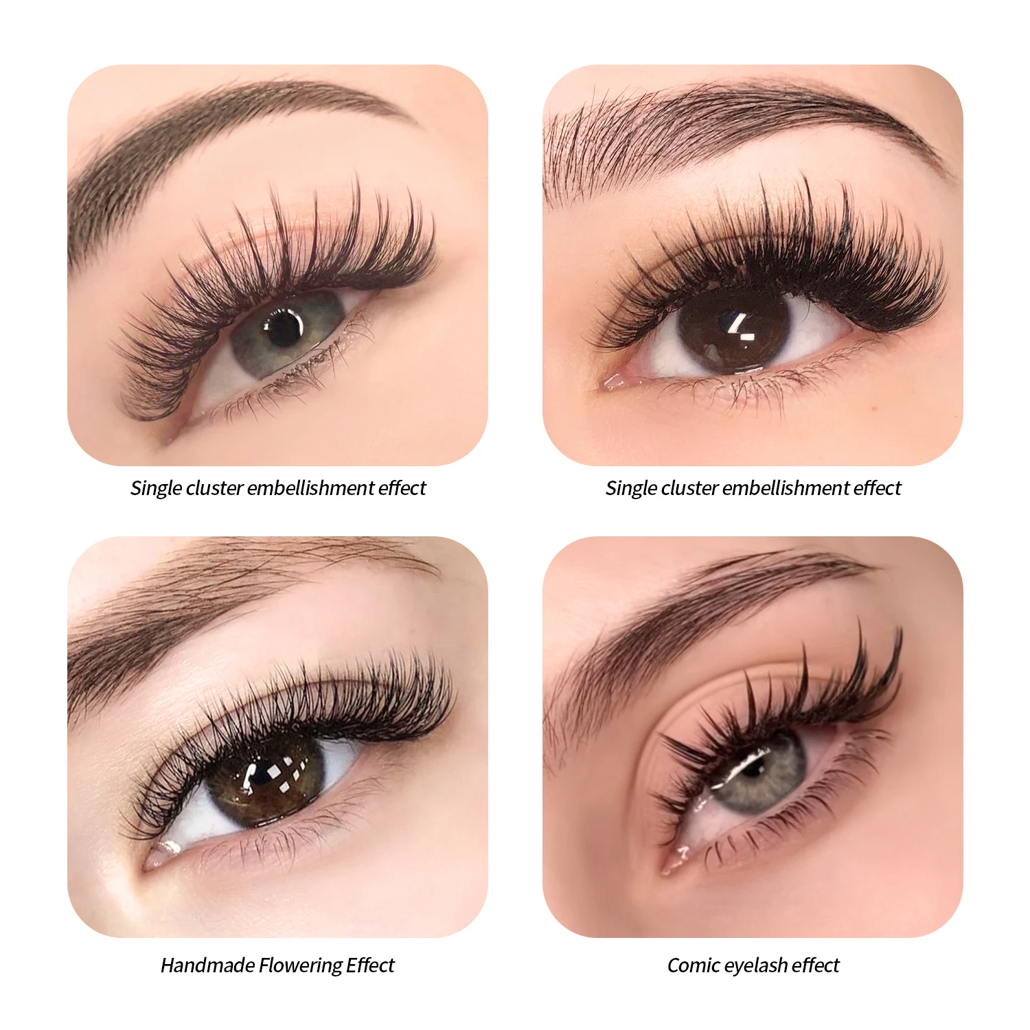 GLAMLASH 5D Flora Lashes Easy Fan Eyelash Extensions Wholesales Premade Volume 12 Rows W Style Natural Soft