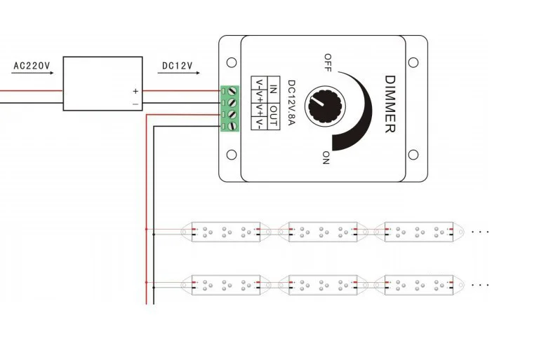 LED Dimmer Switch DC 12V - 24V 8A Adjustable Dimer Power 12 24 V Volt With Regulator Speed Controller Brightness Lamp Bulb Strip