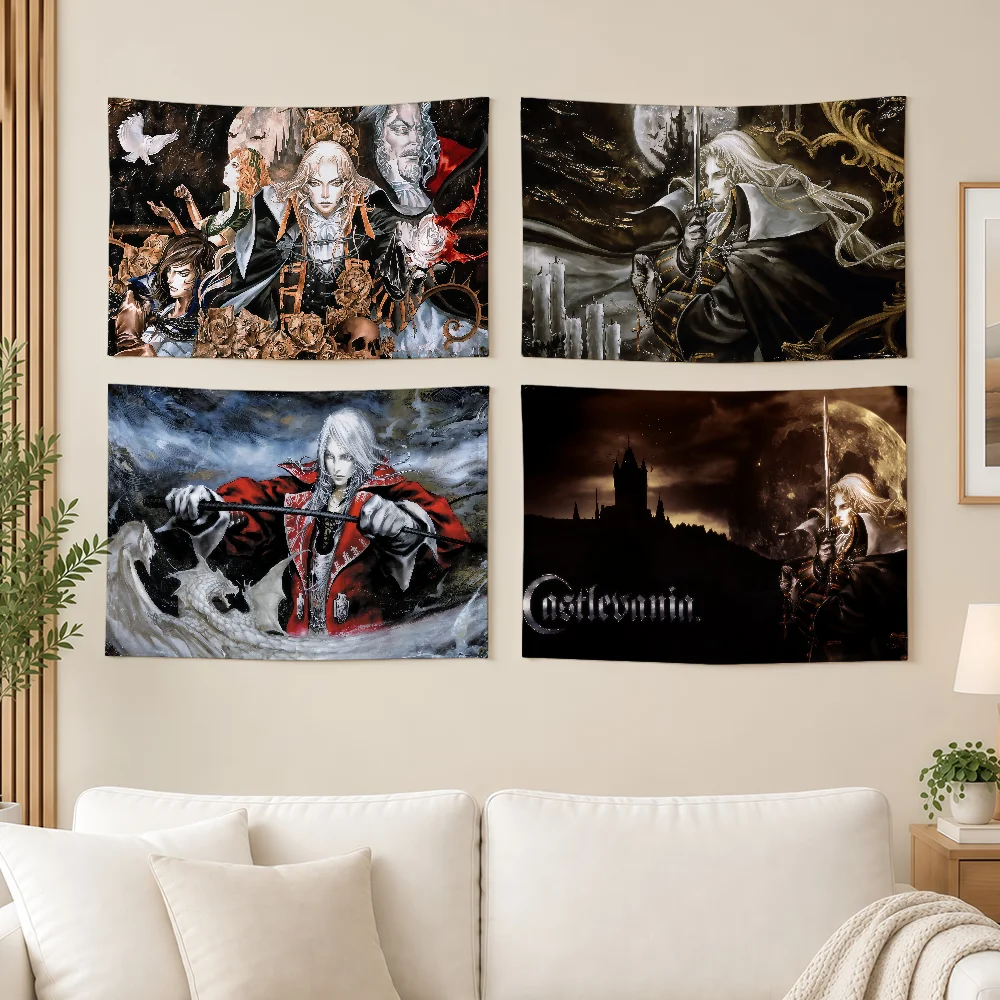 C-Castlevania Game Symphony The Night Flag Durable Outdoor Decoration Indoor Design Patio Festive Classic Pole Wall Room Banner