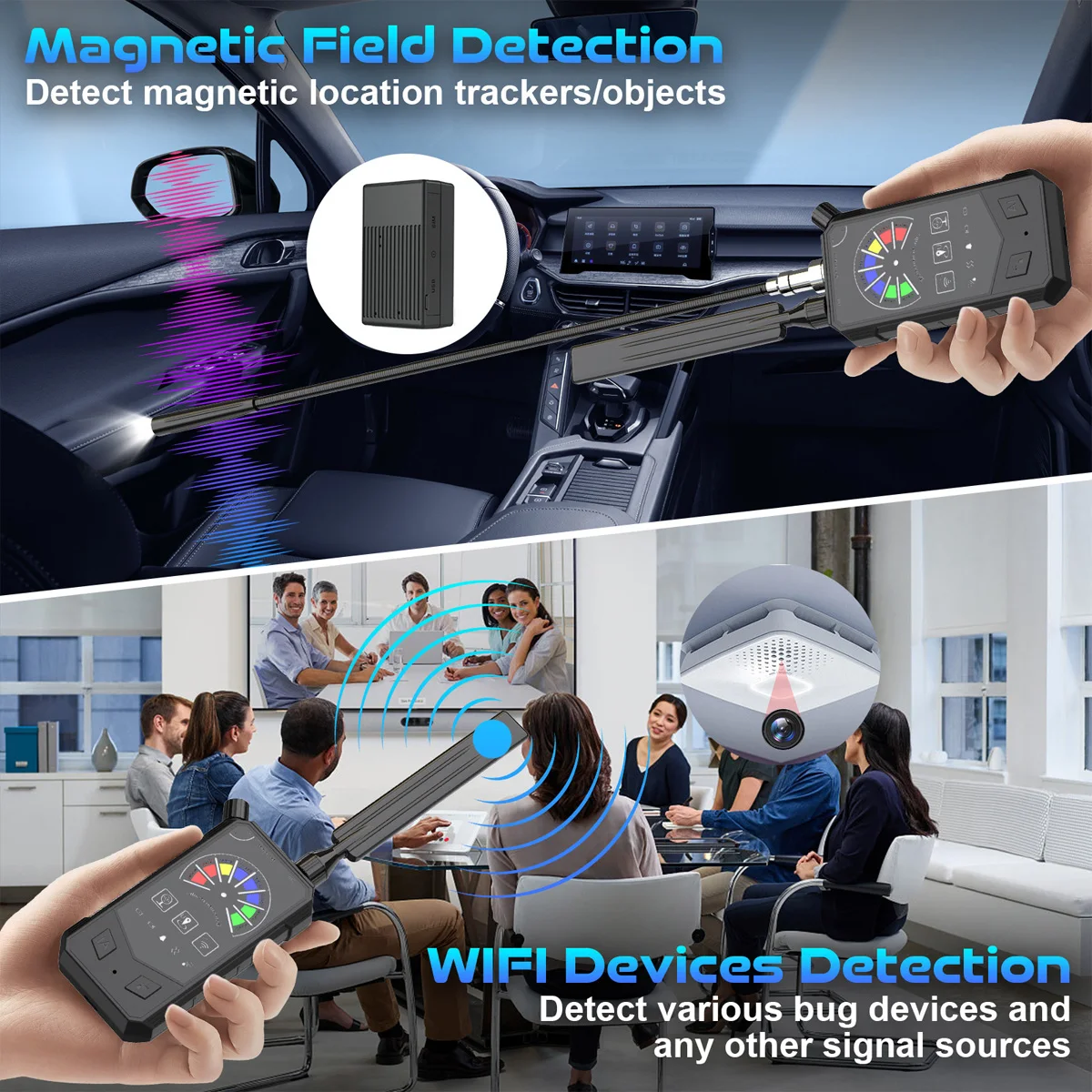 Versteckter Kamera- und Magnet-Tracker-Detektor, 3-in-1 für Privatsphäre, Sicherheit in verschiedenen Szenarien, Anti-Spionage-Gadgets, Tag-Detektor