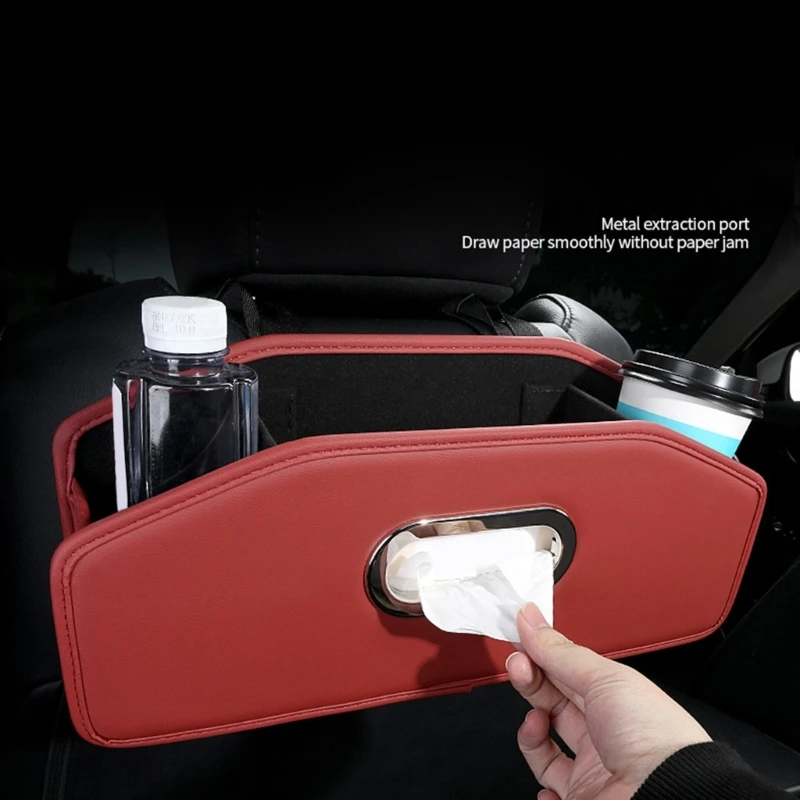 Car Back Organizers, Hangings PU Leather Car Storage Bags 3 In 1 Car Back Cup Holder Storage Box Tissue Drop Shipping