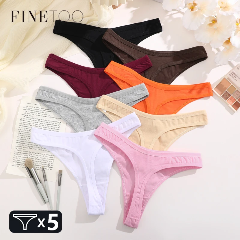 FINETOO 5Pcs frauen Baumwolle Tangas Sexy Nahtlose Höschen Low Rise Solide G-String Unterwäsche Mädchen Atmungsaktive Sport Dessous Neue