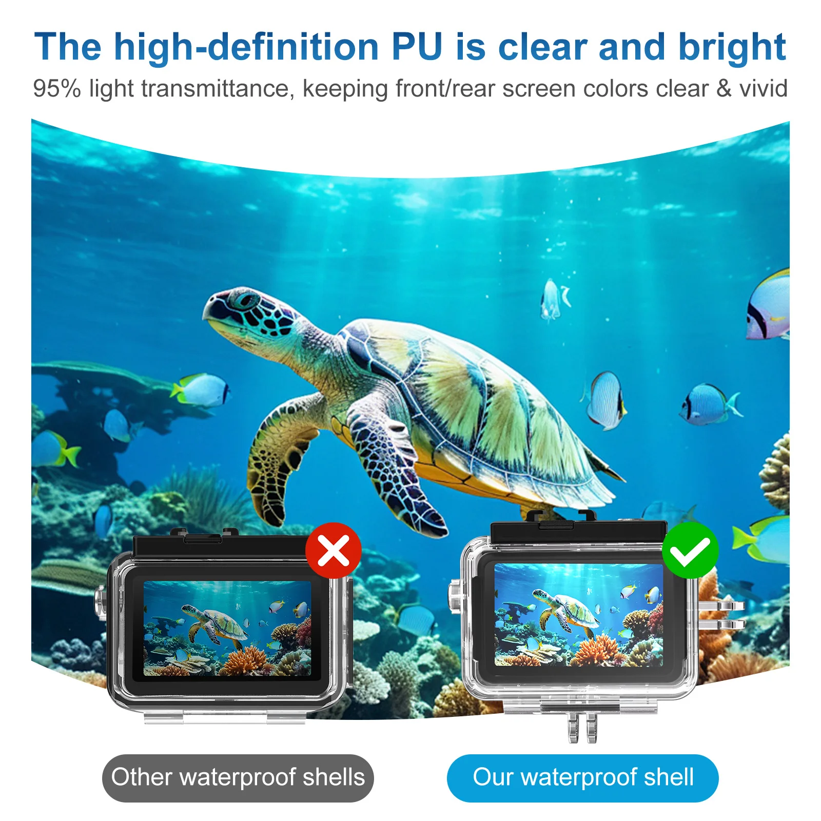

For DJI Osmo Action 6 Waterproof Case 45M - Transparent Tempered Glass PC Protective Shell for Diving Surfing Sports