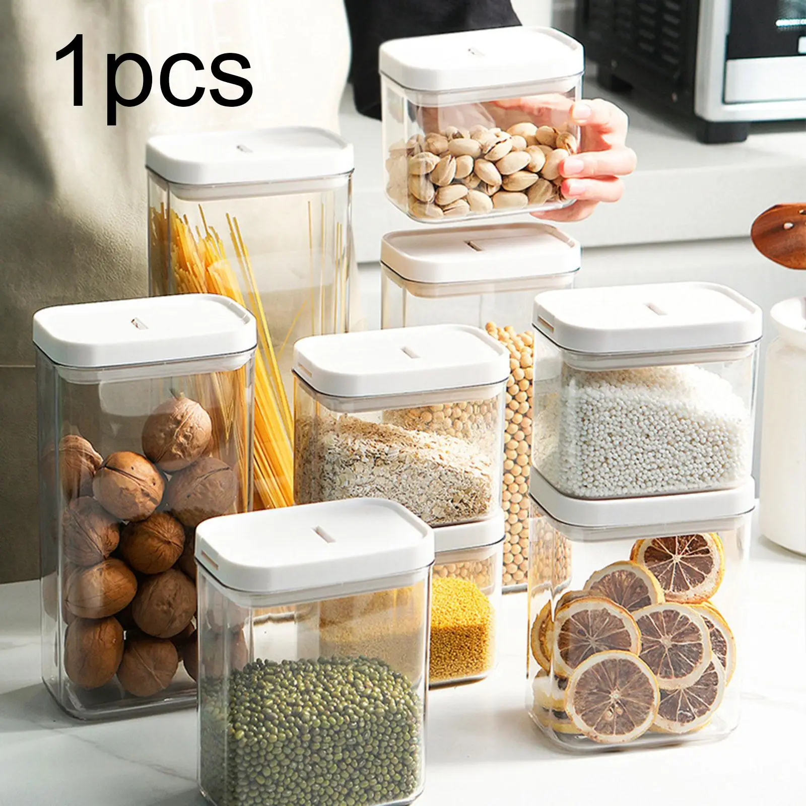 

Leak Proof Clear Storage Jar Plastic Spice Container Modern Kitchen Tool for Snacks Grains and Honey
