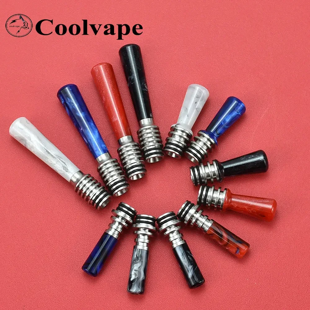 Wolfcoolvape 510 MTL بالتنقيط تلميح الراتنج وPEI طويل واسع تتحمل المعبرة مع قاعدة 316SS ل MTL RDA RTA RDTA Vape Atomizer