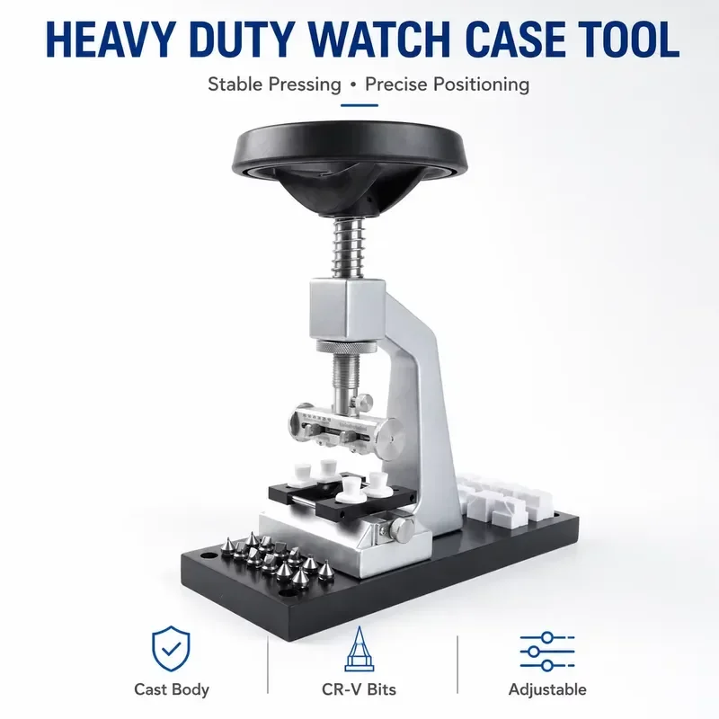 Heavy Steel Handmade Watch Case Back Opener Press Tool Adjustable Stable Holding 330*185*440mm for Watch Repair Shop