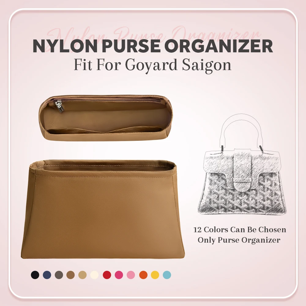 Nylon Purse Organizer Insert,  Inner Liner Bag Organizer Insert Fit for Goyard Saigon Handbag Lightweight Inside Storage Bag