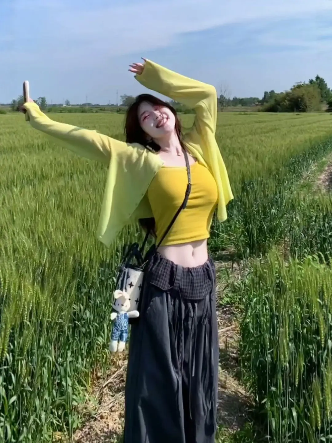 

Korean Style Knitted Strap Cardigan Set Women's Summer Sun Protection Slimming Thin Fashionable Two-Piece Set High Waist