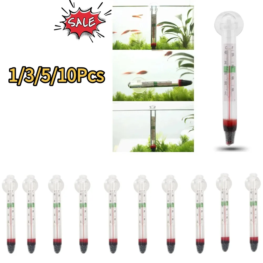 Digitales schwimmendes vertikales Aquarium-Thermometer mit Saugnapf, Temperaturmessgerät aus Glas für Fischbecken, Haustierzubehör