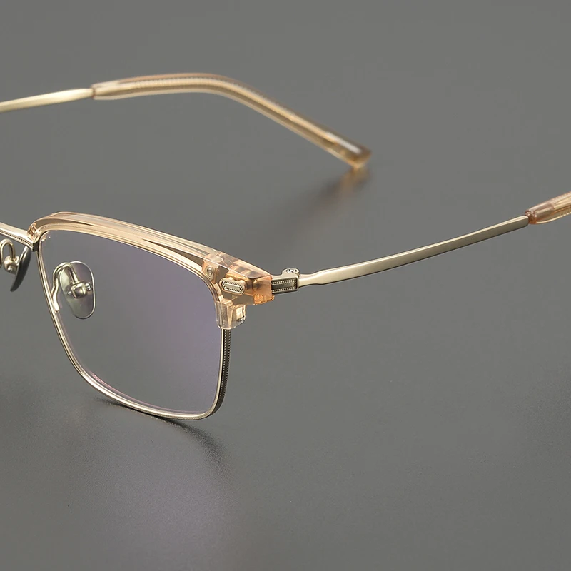 

2025 plate square eyebrow model, ultra-light pure titanium glasses frame, half frame glasses frame can be equipped with myopia