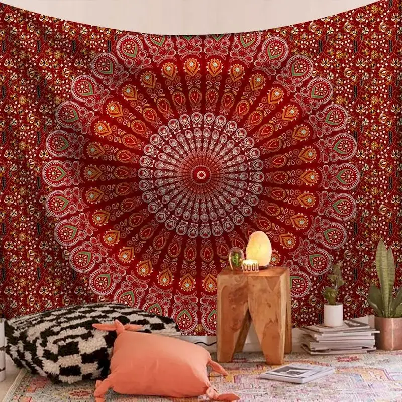 VIKAMA Peacock Mandala Elephant Tapestry Wall Hanging, 6 Assorted Designs, Wall Decor for Bedroom Living Room