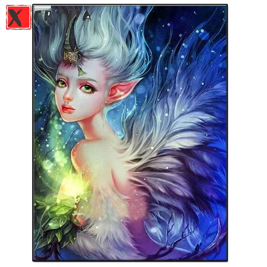 

DIY Diamond Painting Cartoon Fairy Elves Full Square round Diamond Embroidery Cross Stitch Mosaic Art Handicraft Wall Decor Gift