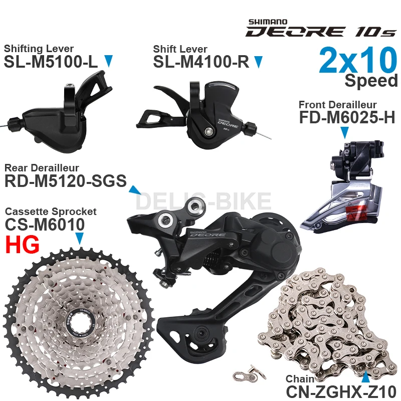 SL-M4100 RD-M5120 cs-M4100 MTB10sセット　シマノ SHIMANO DEORE M4100 M5100 2x10 Speed Groupset Shifters Front/Rear