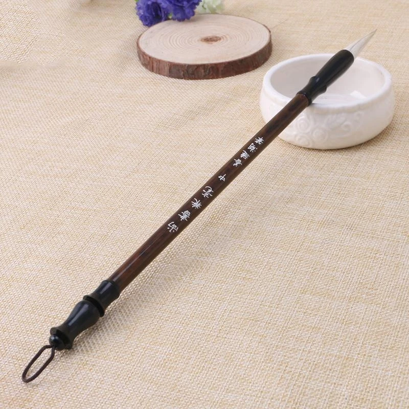 090f 1pc китайская каллиграфия щетки ручка волчья волосы написание кисти деревянная ручка