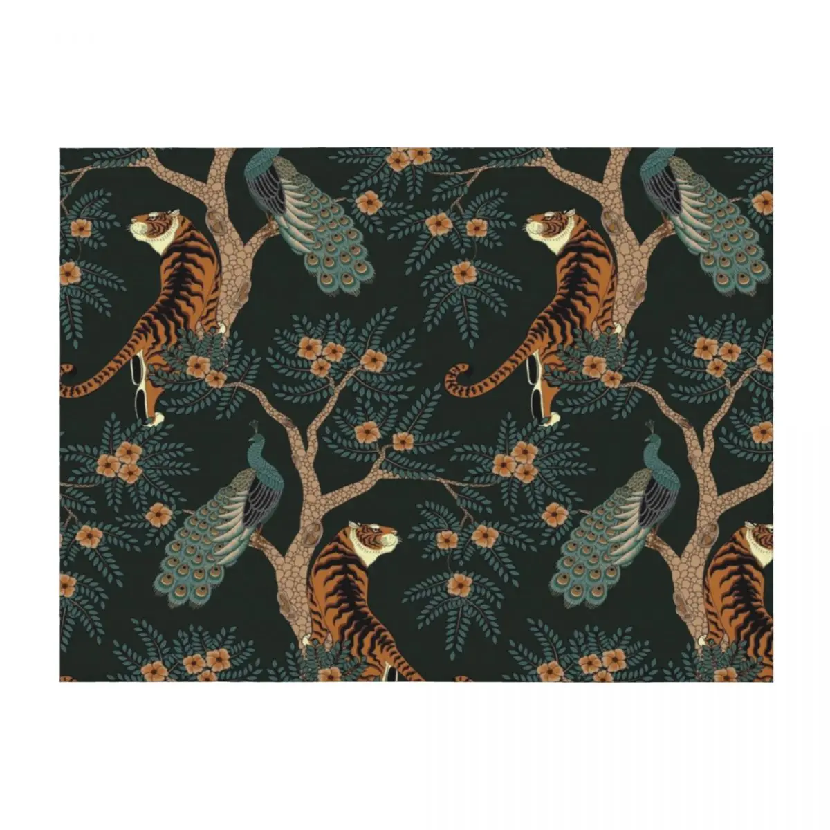 

Vintage tiger and peacock in the jungle Throw Blanket Bed linens Thermals For Travel Soft Big Warm Blankets