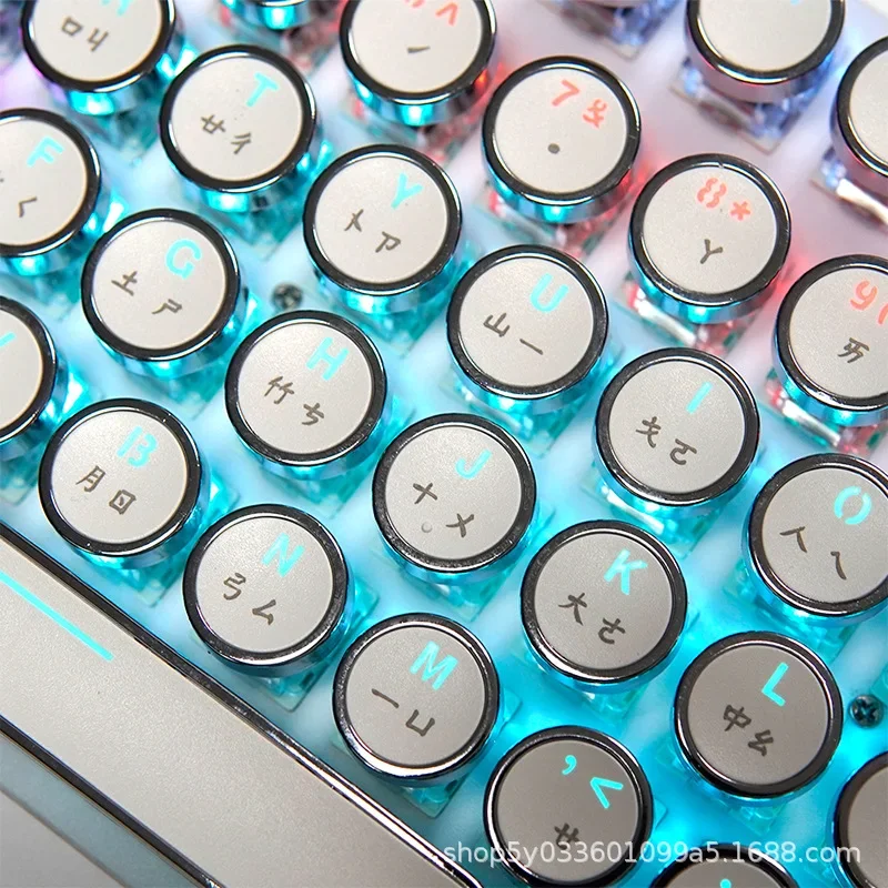 Punk Hangul Keycaps Aluminum Alloy Round Gaming French/Russian/Spanish/Korean Custom Keycaps for Mechanical Keyboard Accessories