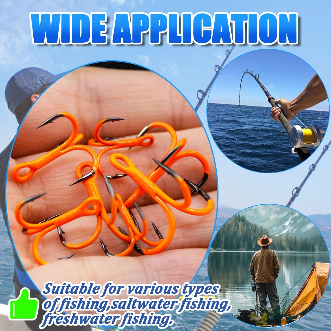 FishTrip 2X anzuelos triples UV anticorrosión para lubina agua salada - imagen 4