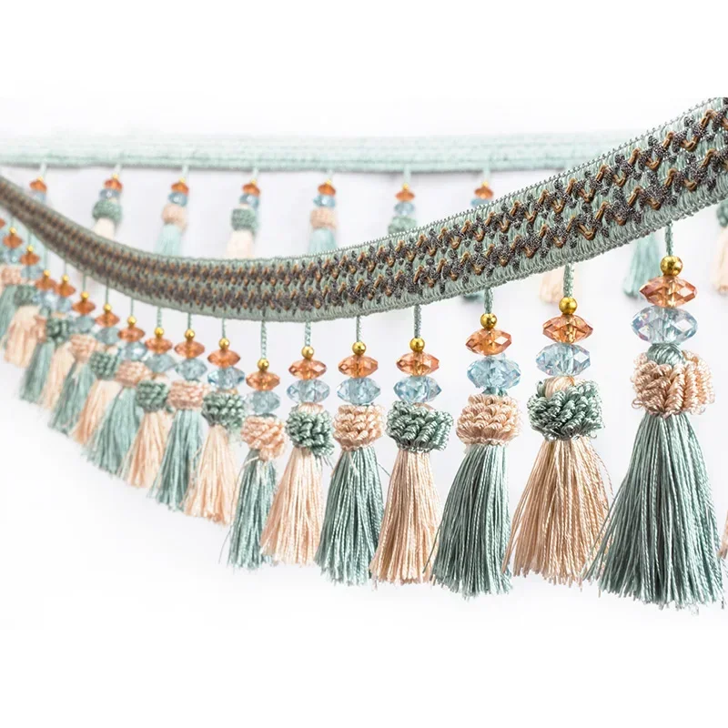 

Lace Tassel Fringe Trim with Crystal Embellishment 1-5M Ribbon for Sewing Curtains Cushions Upholstery Diy Craft Decoration