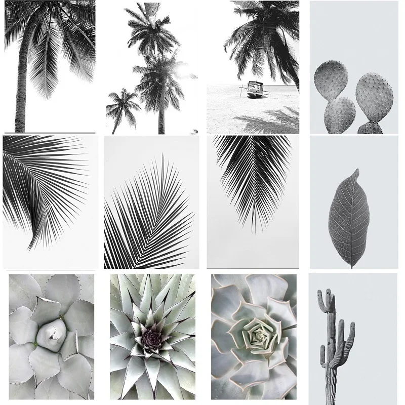 Canvas Painting Black and White Landscape Beach Palm Trees Decoration Nordica Garden Poster Pictures living Bedroom Decoration