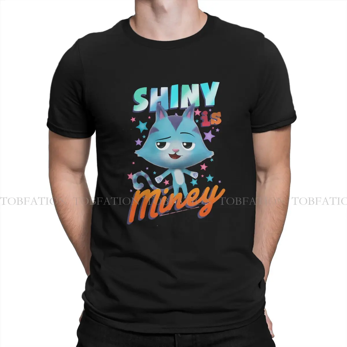 Gabby's Dollhouse TShirt for Men Catrat Shiny Is Miney Portrait Humor Summer Tee T Shirt Novelty Trendy