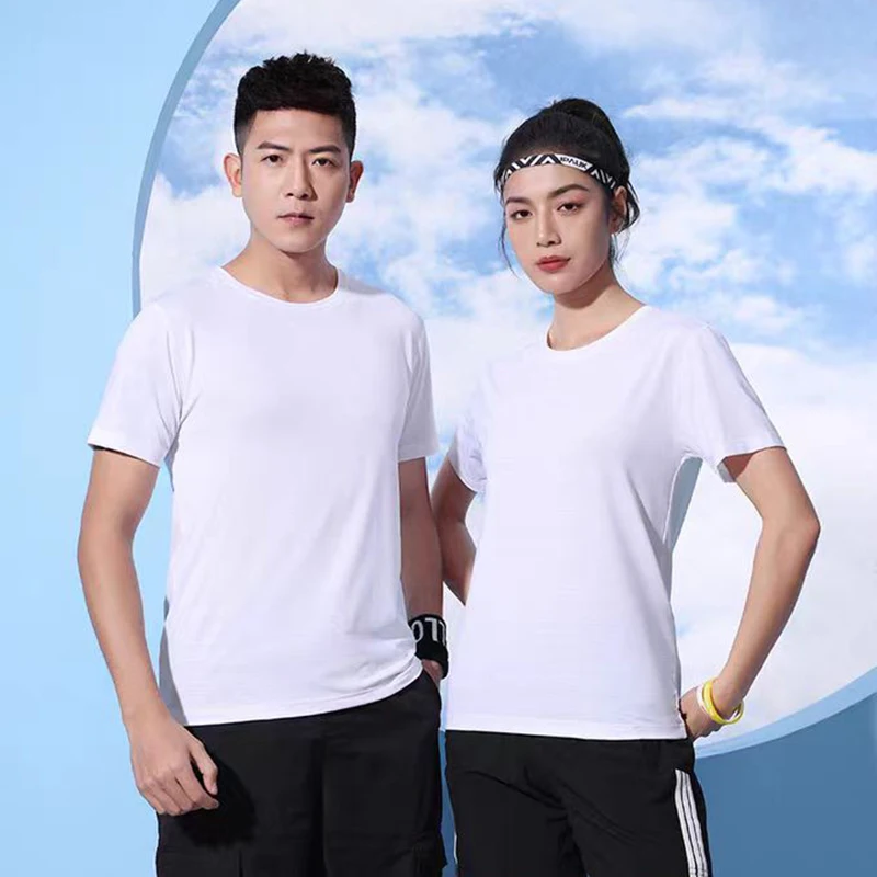 Short-sleeved Men\'s T-Shirts Quick-Drying Summer New Quick-Drying Pullovers Breathable Light and Elastic Fitness Tops Women