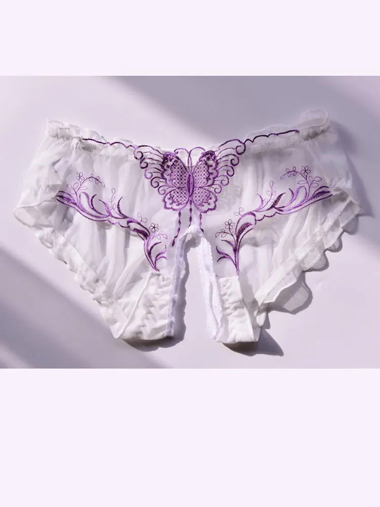 Transparent Panties With Butterfly Pattern Open Crotch Panties Low Rise Erotic Sexy Lingerie Underwear Intimate Clothes Women