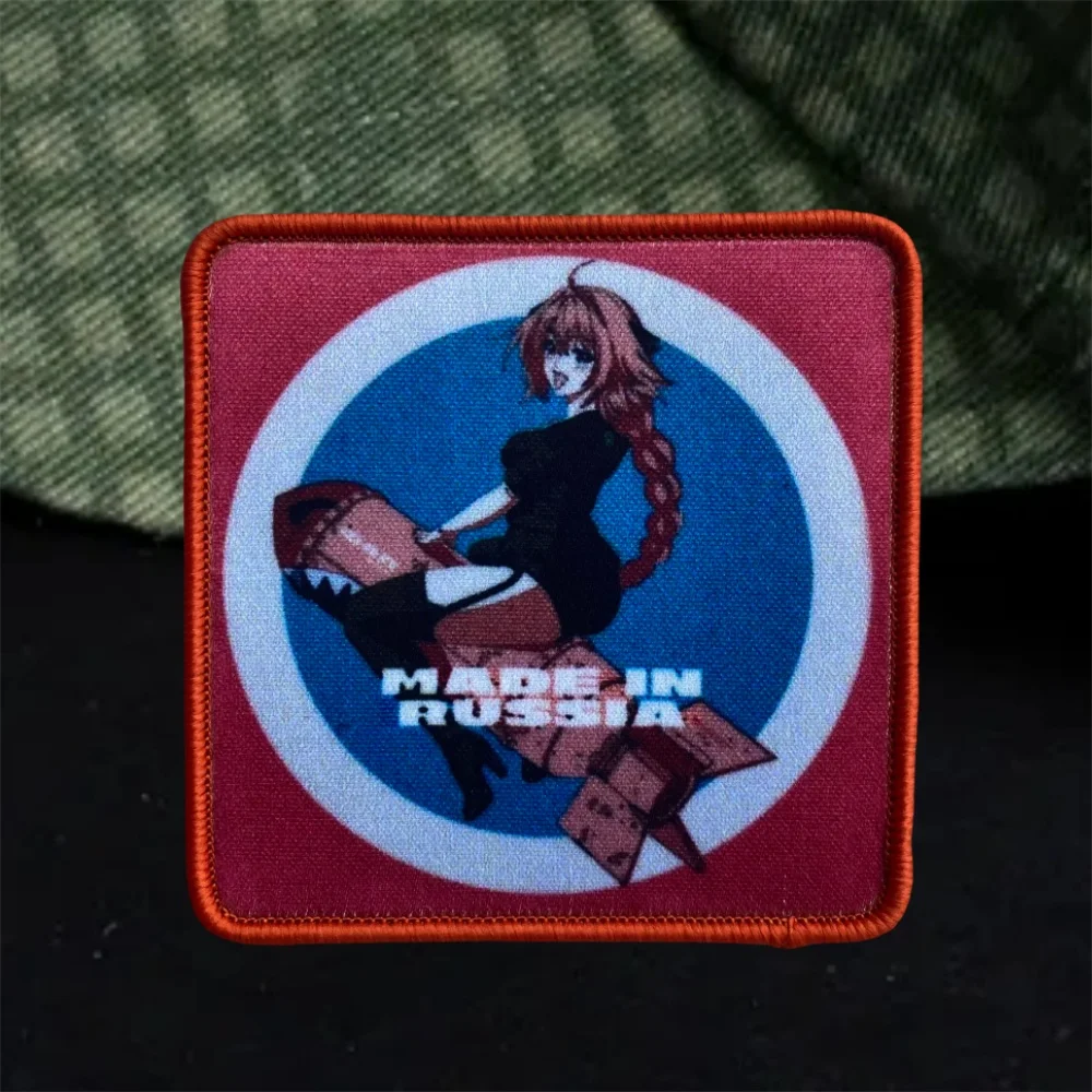 

Made in Russia Tactical Chevron Morale Badge Patch Anime Girl Military Armband Print Hook and Loop Backpack Accessories Sticker