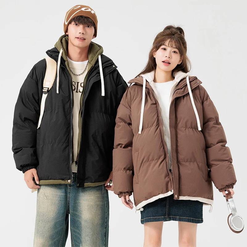 

Two Sets of Cotton-padded Jackets for Men in Winter Thick Hooded Warm Cotton-padded Jackets for Both Men Women Jackets Teenager