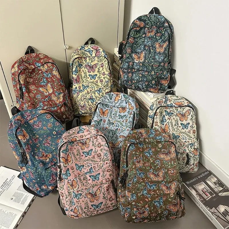 حقيبة ظهر جديدة على الطراز الصيني المنسوج على شكل زهرة 2025 حقيبة ظهر جديدة ذات سعة كبيرة وخفيفة الوزن وحقيبة سفر #3