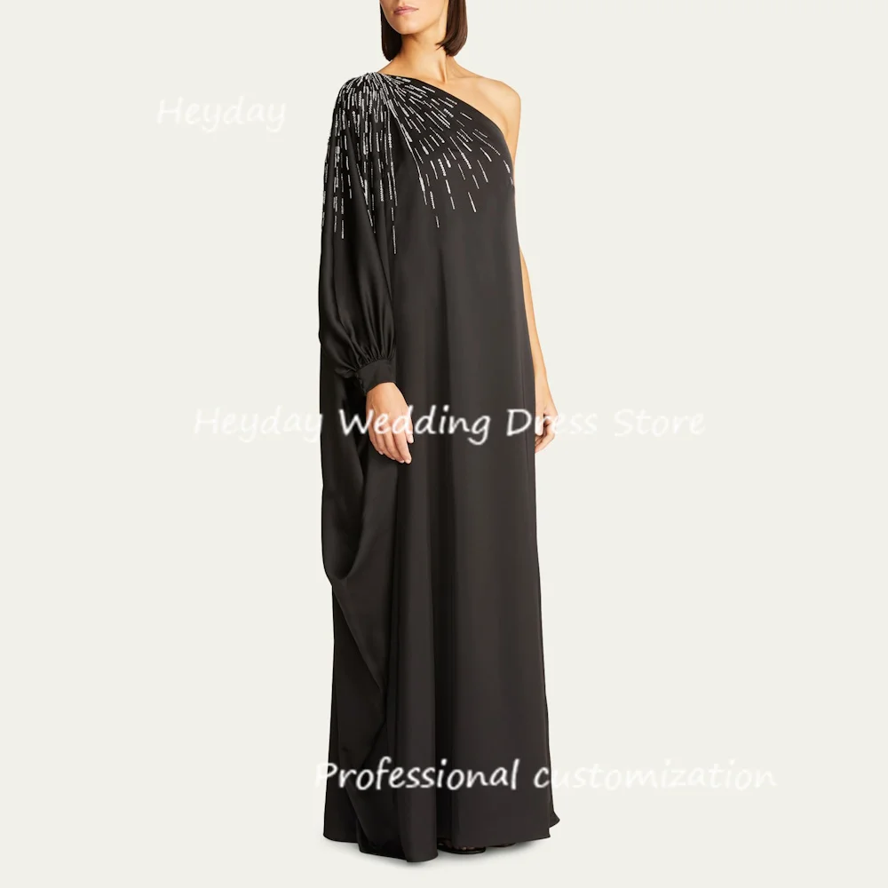 Heyday Chiffon One Shoulder A-Line Floor-Length Beading Classics Formal Occasion Evening Party Pretty Dresses Heyday 2024