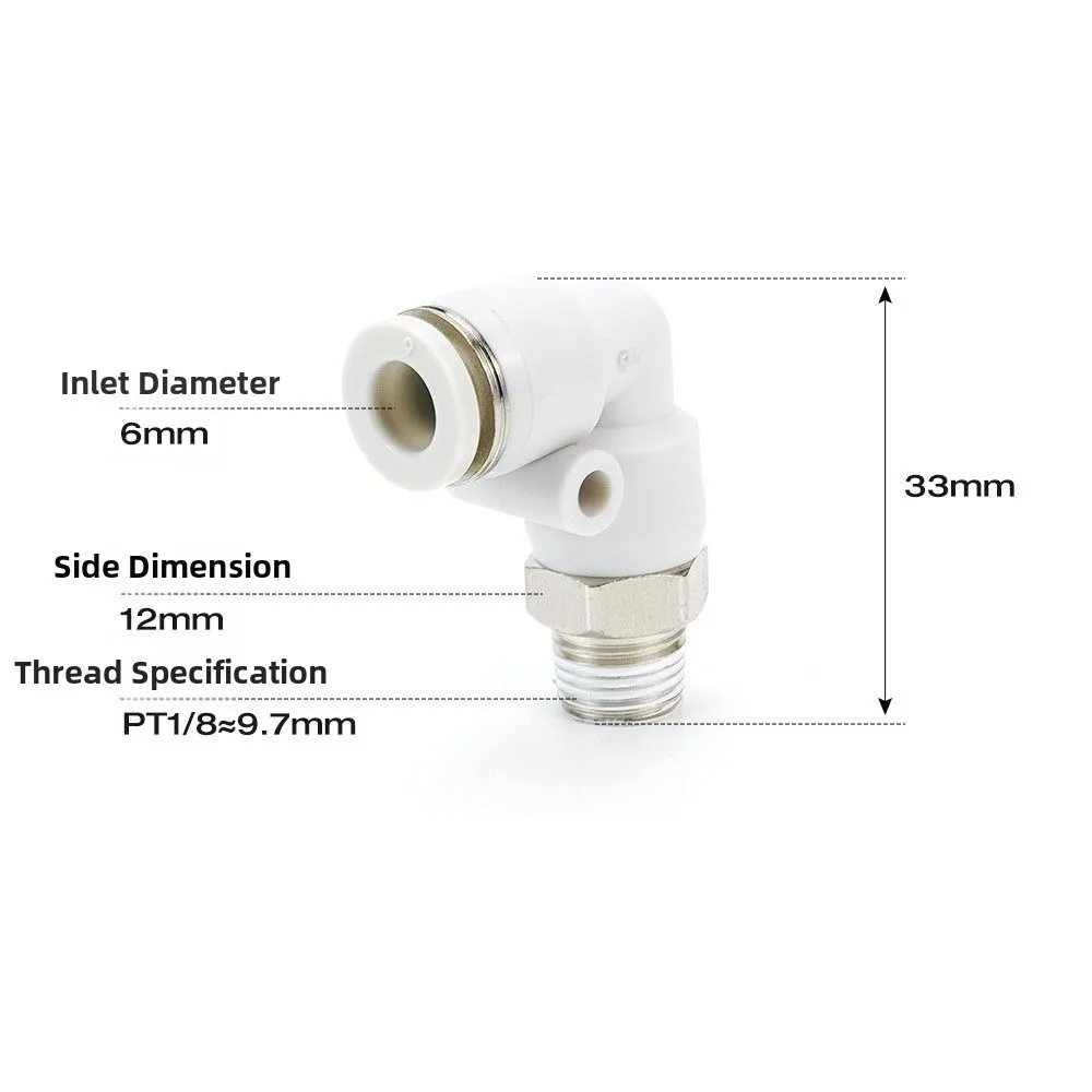 Plastic Air Fitting Pneumatic Adaptor with Mounting Hole 90 Degree Elbow Push To Connect Air Tube Fitting Male 5mm 10 mm