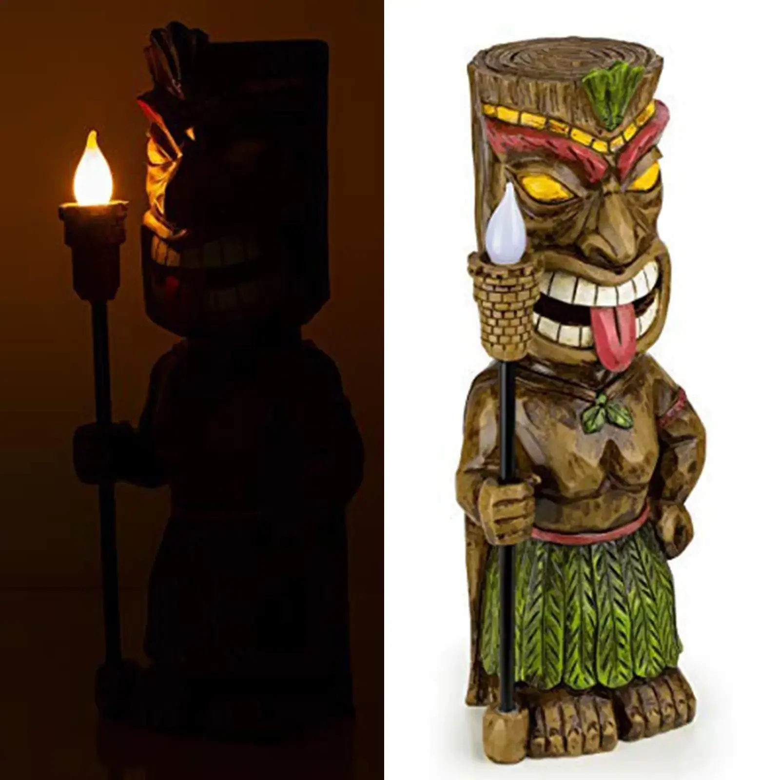 Tiki Solar Powered LED Decor Garden Light Exotic Cute Maya Totem Figurine Ornaments Durable Resin Material for Garden Decoration