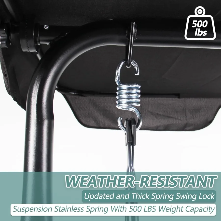 كرسي أرجوحة للشرفة بثلاثة مقاعد كرسي أرجوحة للفناء الخارجي مع مظلة قابلة للتعديل للبالغين أرجوحة الشرفة مع فولاذ مقاوم للطقس Fr #6