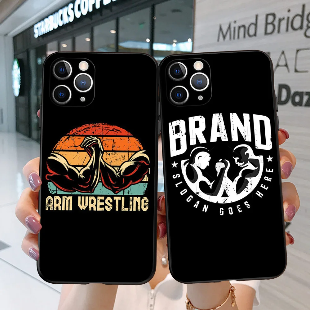 For iphone 11 Case for iphone 11 pro max Cover eleven coque etui 11pro Phone back Cover black tpu case arm wrestling