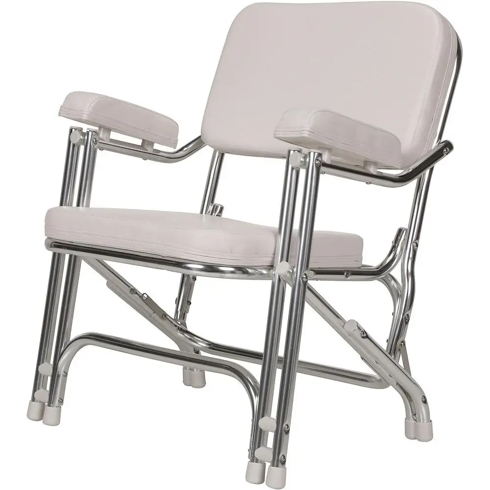 

Marine Vinyl Deck Chair in White, Foldable and Easy to Store