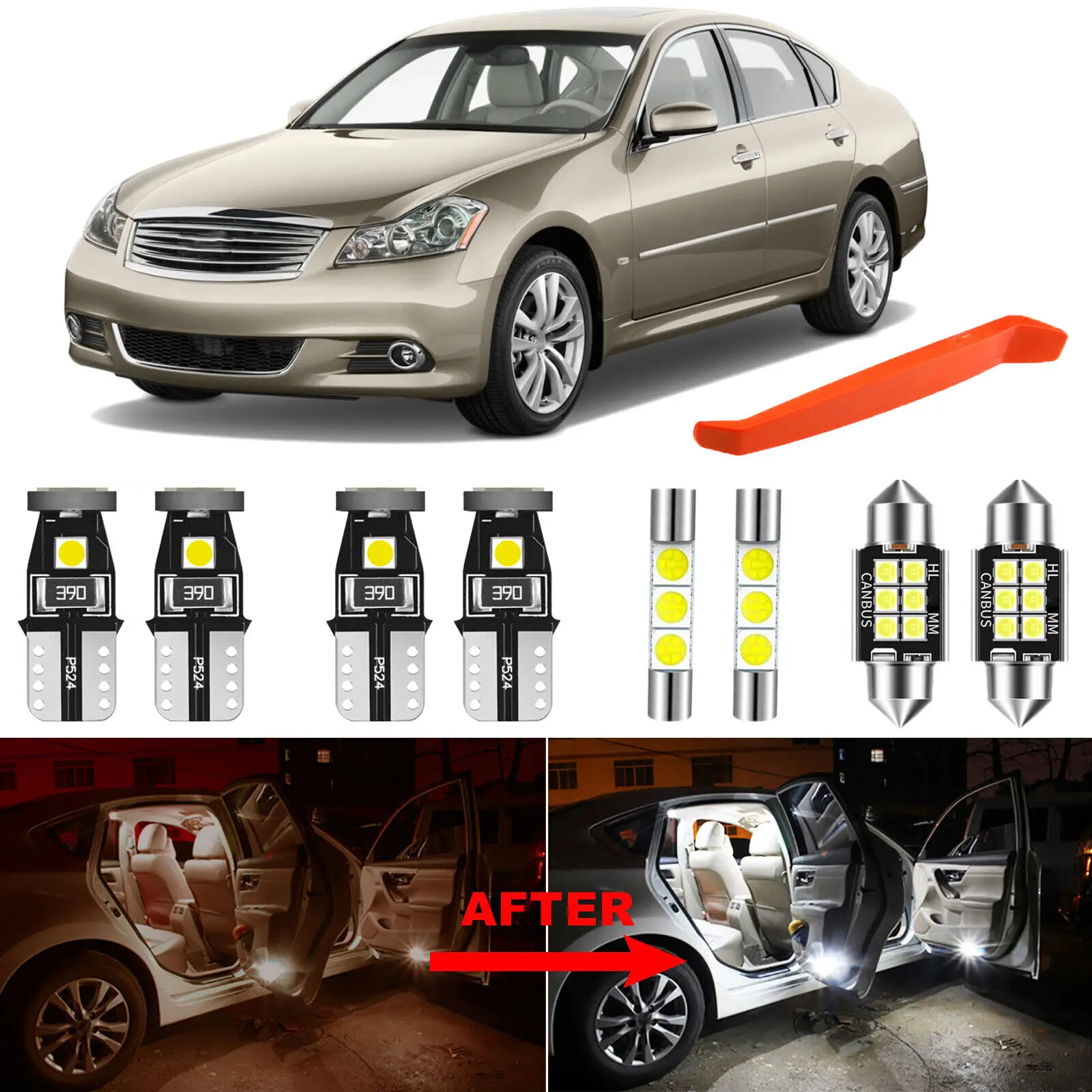 

Winetis 13Pcs Bulbs Interior LED Light Kit 6000K White Dome Light for 2006-2010 Infiniti M35 M45 + Free Tool