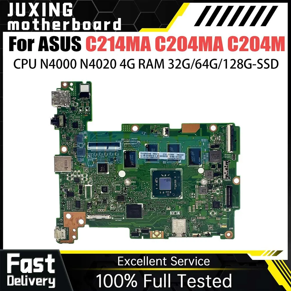 

C214M Mainboard For ASUS C214MA C204MA C204M C214 C204 Laptop Motherboard N4000 N4020 RAM-4GB SSD-32G