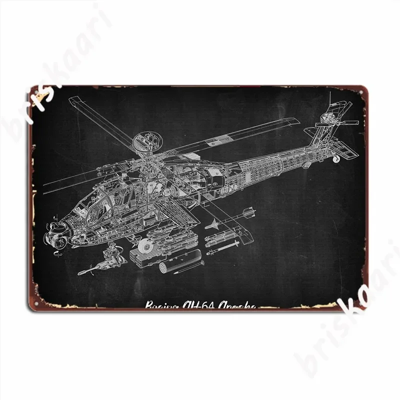 Boeing Ah64 Apache Metal Sign Poster Kitchen Designing Wall Mural Tin Sign Poster