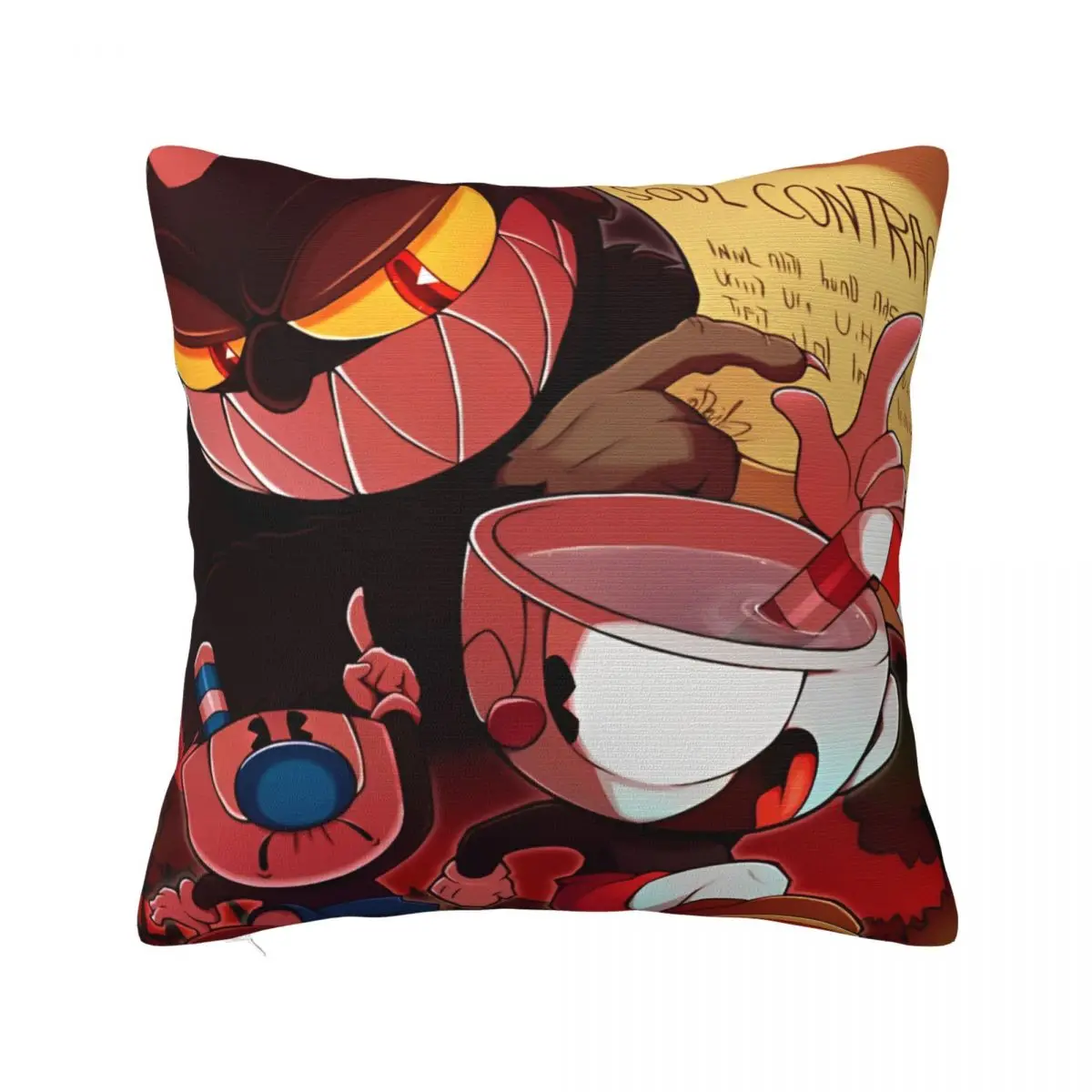 Cartoon Cuphead And Mugman Game Pillowcase Printed Polyester Cushion Cover Decoration Throw Pillow Case Cover Home 18''