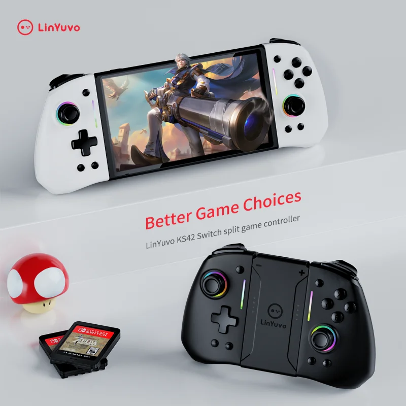 LinYuvo Gampad KS42 Meteor Light Wireless Joy-pad with 8 Color RGB Lights for Switch/Lite/OLED,Programmable,Turbo & Vibration