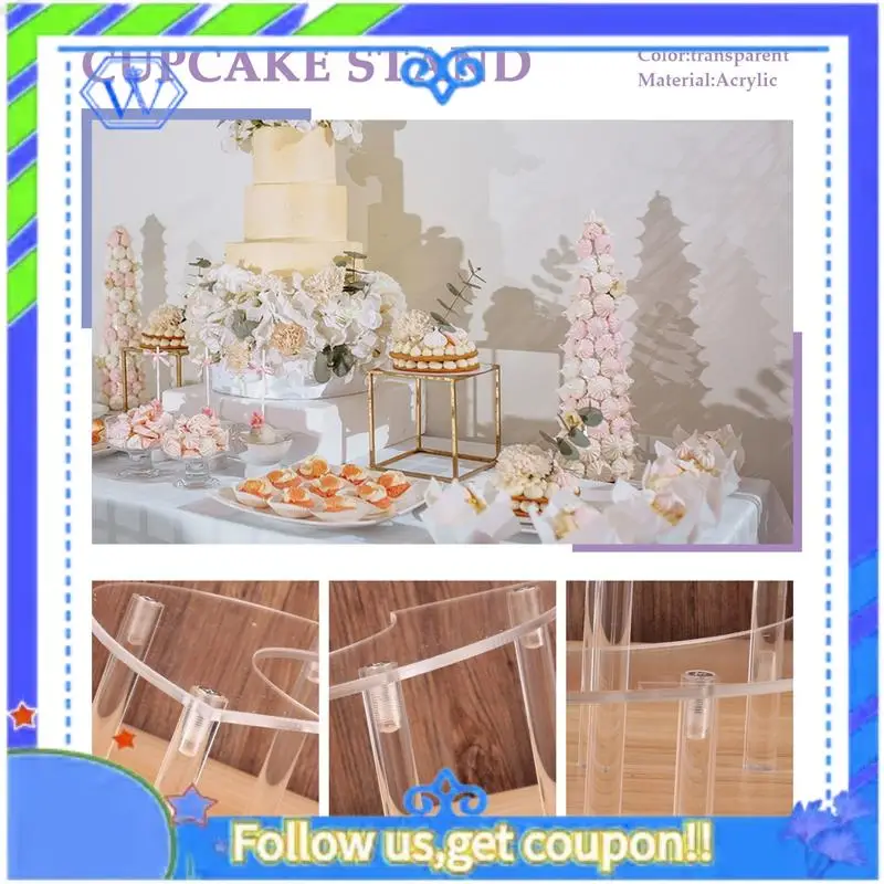 

Easy To Use Transparent Removable Acrylic Cake Display Stand For Party Round Cupcake Holder Bakeware Wedding Birthday Party Deco