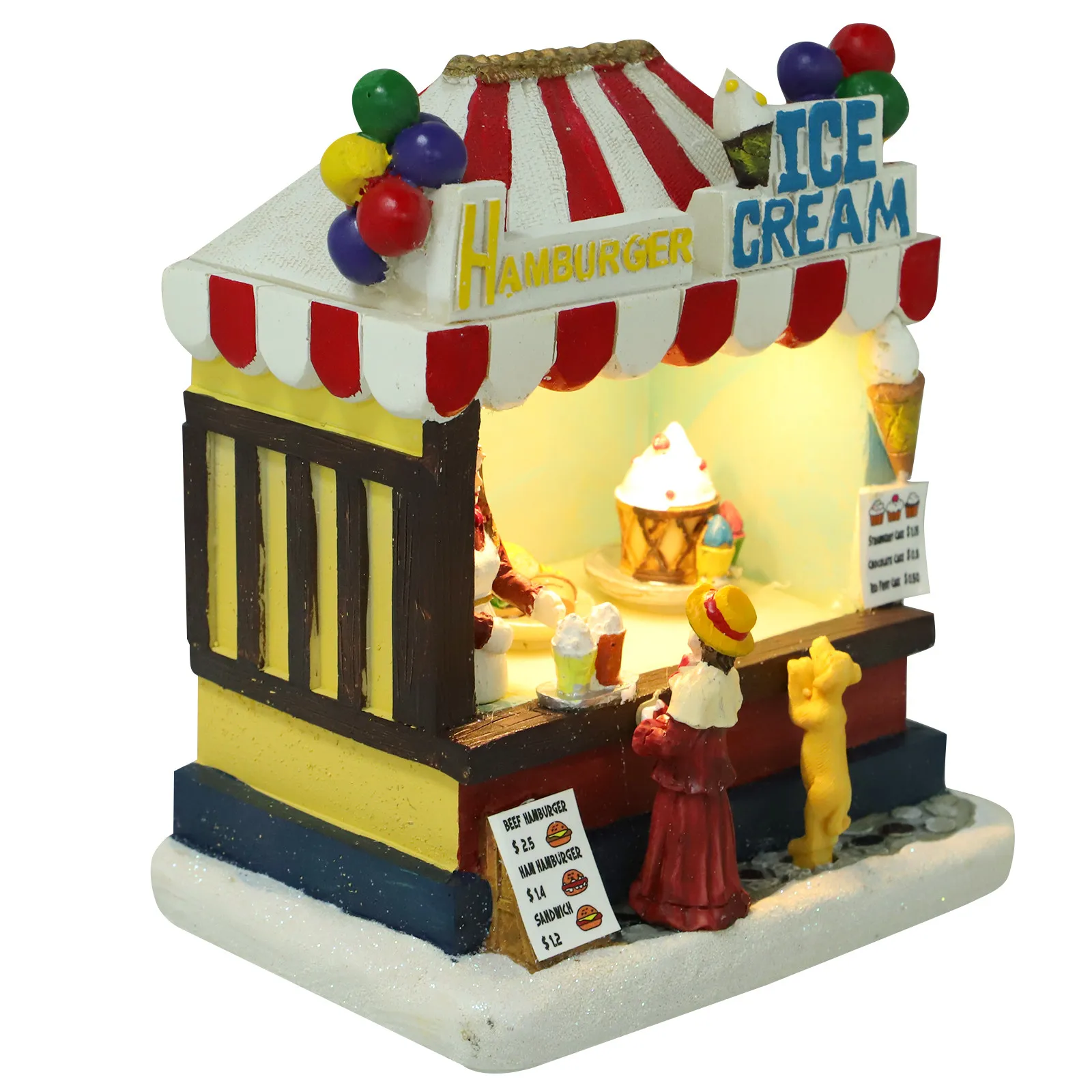 LED Resin Christmas House Ornament – Glowing Desktop Decor for Winter Holiday Party Decoration