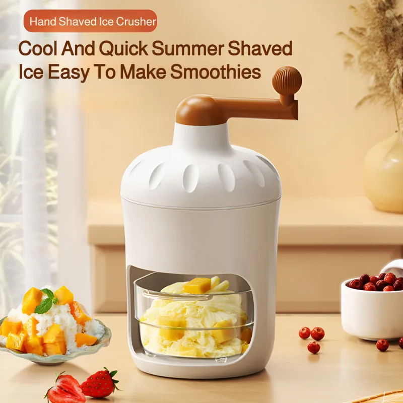 Portable Hand Crank Shaved Ice Machine Household Manual Snowflake Ice Shaver Continuous Ice Sand Crusher For Summer