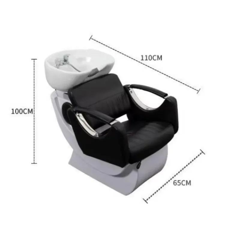 Modern PU Shampoo Chair Salon Furniture Black Backwash Unit Shampoo Bowl and Chair Portable Hair Washing Chair Leather