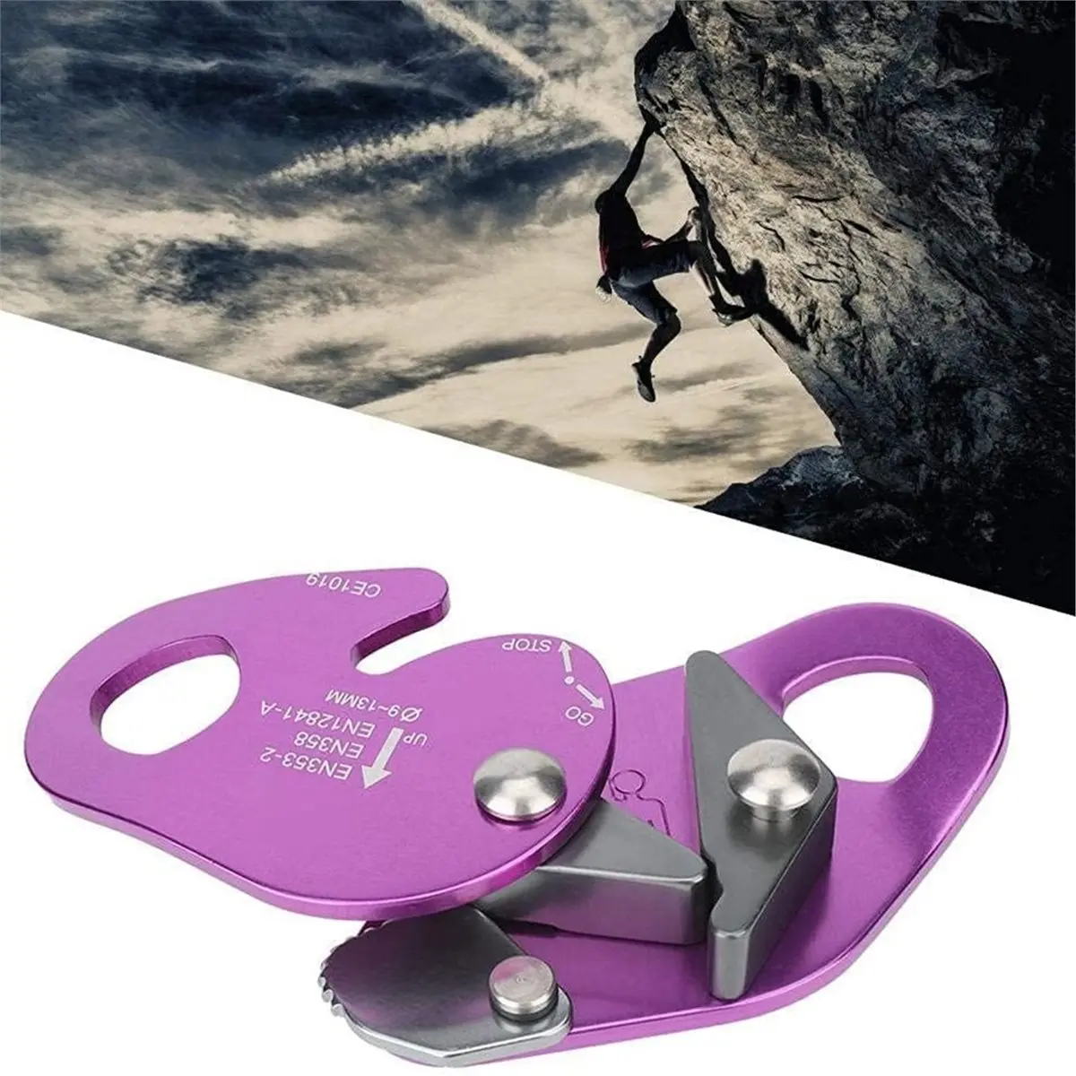 ABYB Climbing Descender, Self Braking Compact, Rope Descender for 9-13mm Rope Climbing Mountaineering Rescue Operations