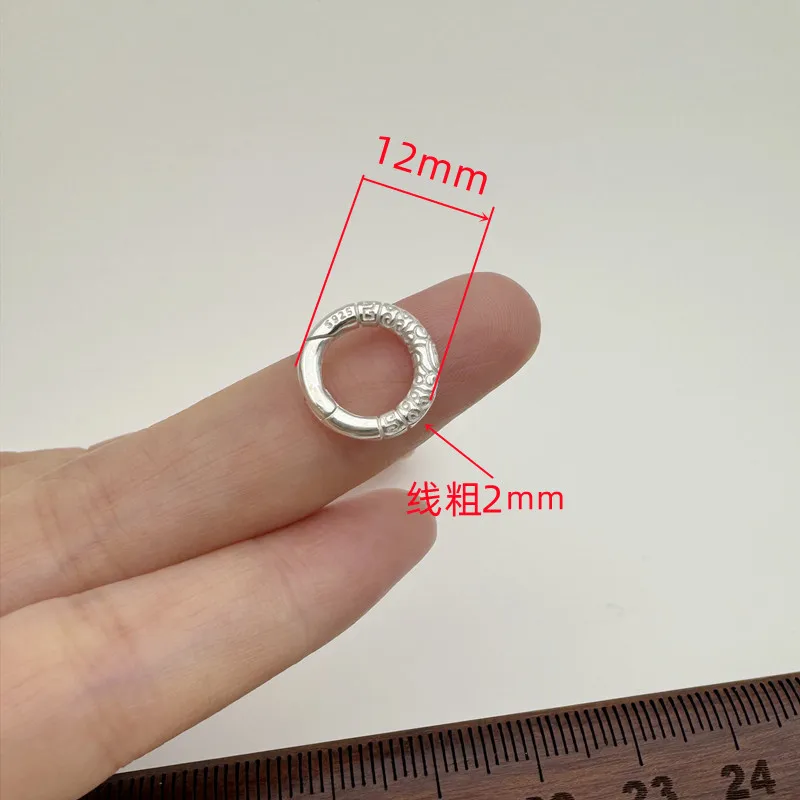 1PCS Solid 925 Sterling Silver 12mm Spring Clasp Round  DIY Jewelry Making Cloud Connector  Accessories Finding