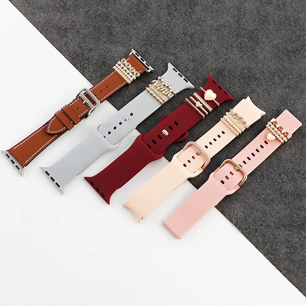 Decoration For Apple watch band 9 8 7 6 SE Ultra 2 Accessories Diamond Jewelry Decorative ring for Samsung watch strap 20mm/22mm
