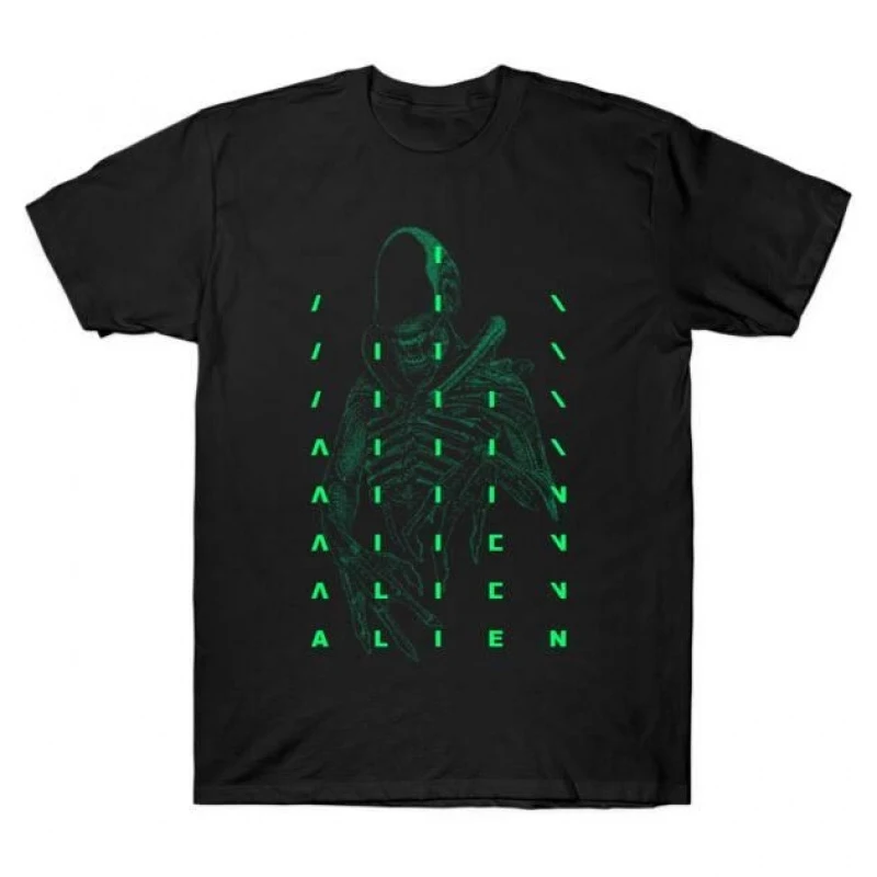 0410 Space monster Sci-Fic Alien Gift T-Shirt Weyland Xenomorph Yutani 100% cotton Short Sleeve  Graphic clothes All size tops