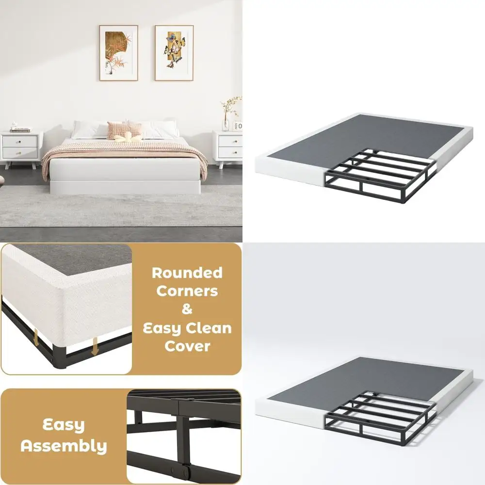 

5 Queen Metal Box Spring, Sturdy Mattress Support, Silent, Simple Assembly